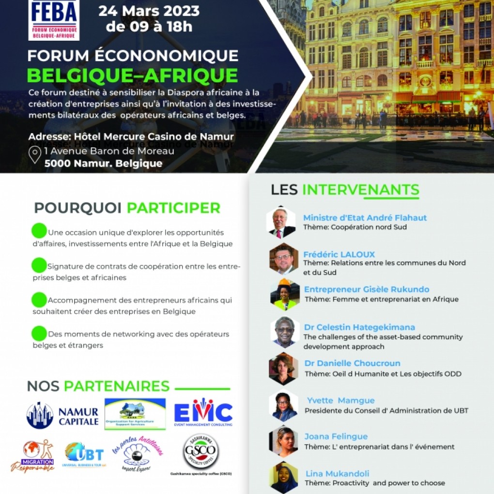 Objet : Invitation au Forum Economique Belgique- Afrique (FEBA) 2023