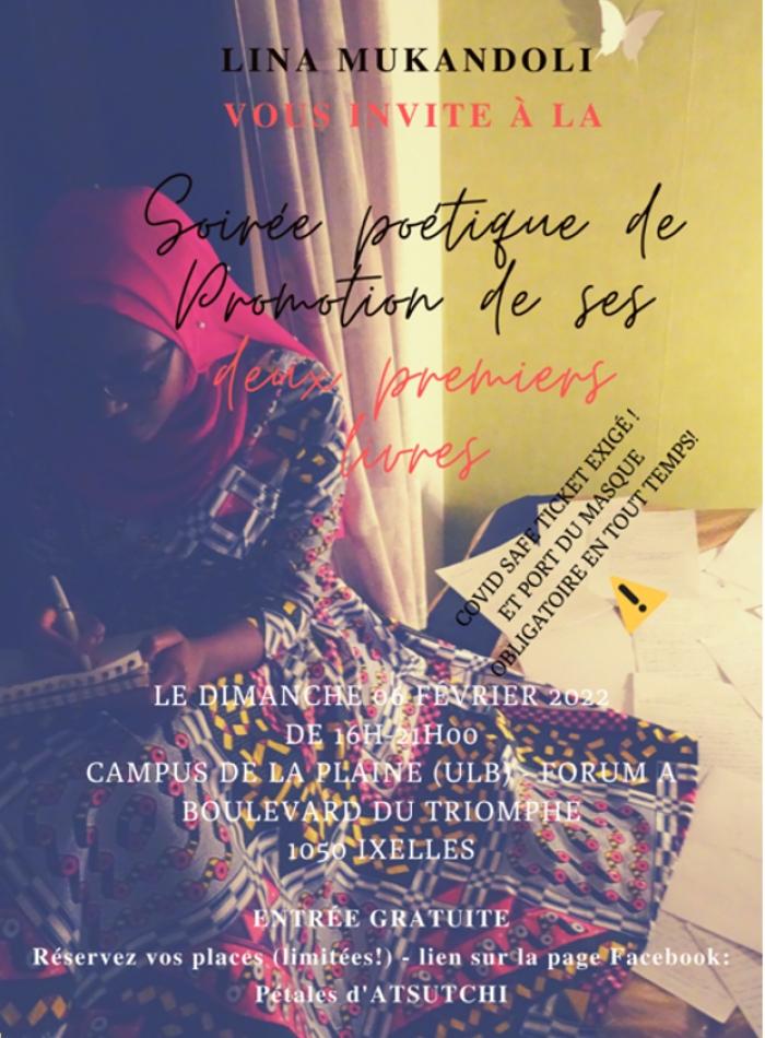Invitation pour la soirée poétique de promotion de deux livres de la Mlle Lina Mukandori